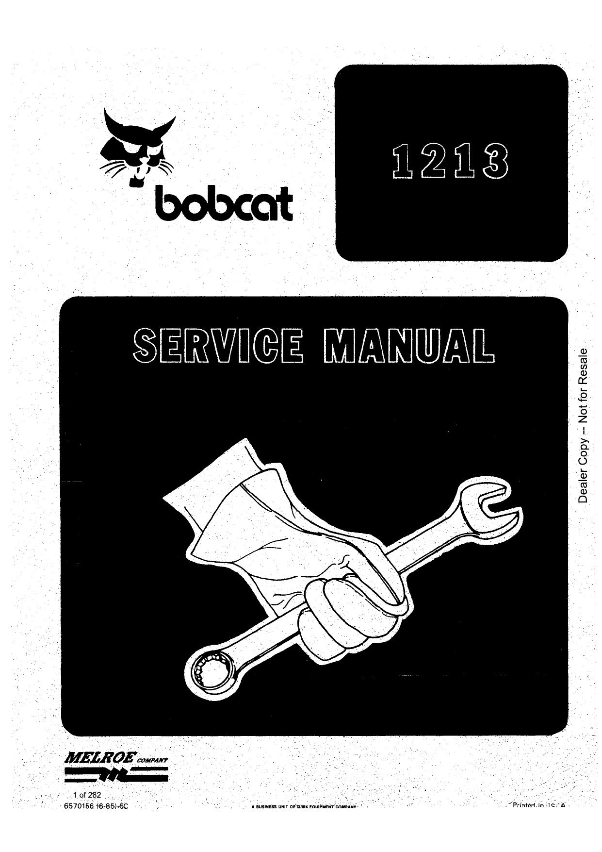 1213 Loader Service Manual Bobcat